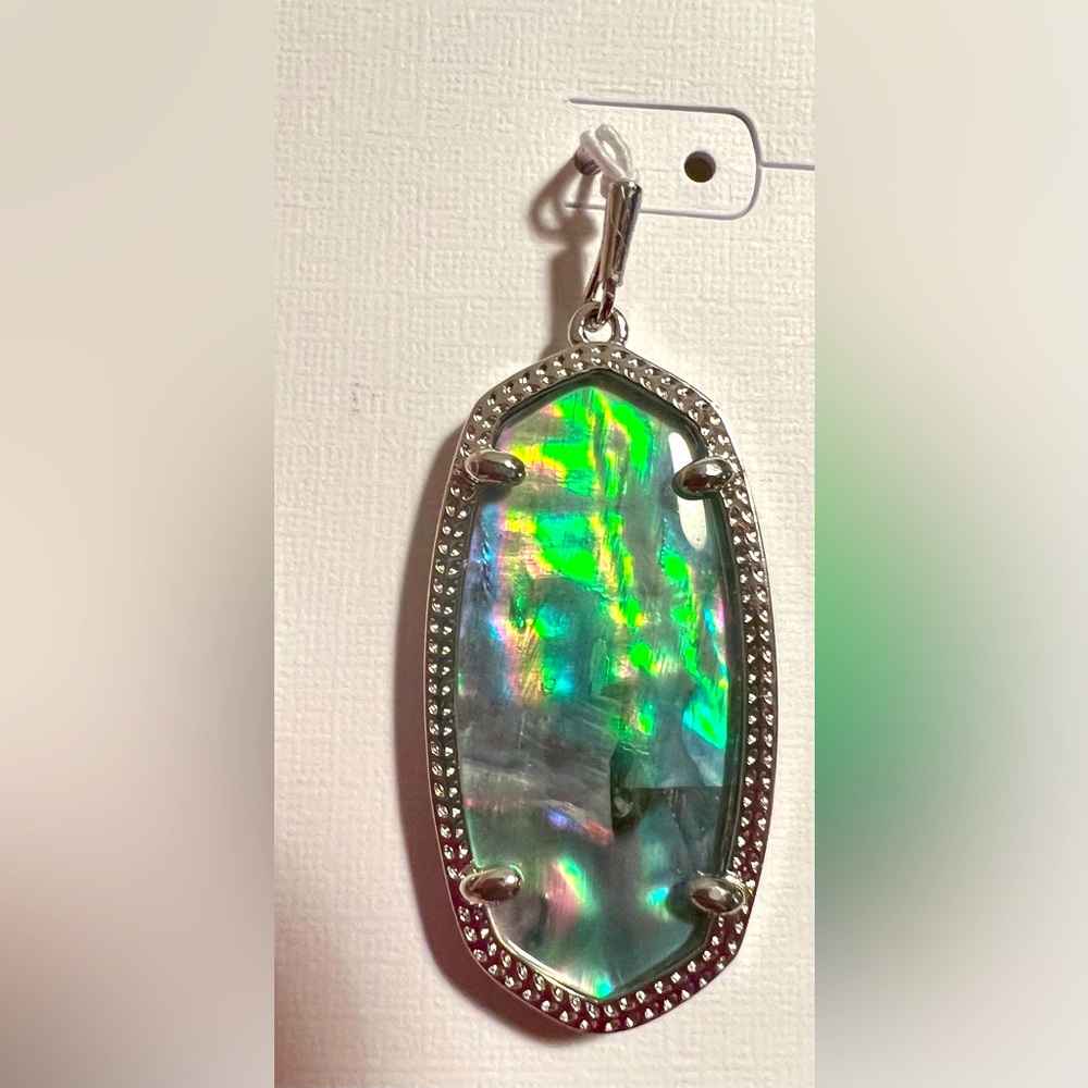Kendra Scott NWT Elle Rhodium Plated Lilac Abalone Drop Earrings (J063) - Picture 3 of 7